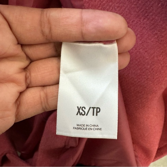 Express Womens Classic Trench Pea Coat in Blush Pink size XS Wool Blend Belted - Picture 7 of 8